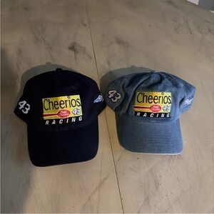 2 Lot - Bobby Labonte #43 Cheerios Racing Strapback Black Hat Nascar Cap Petty